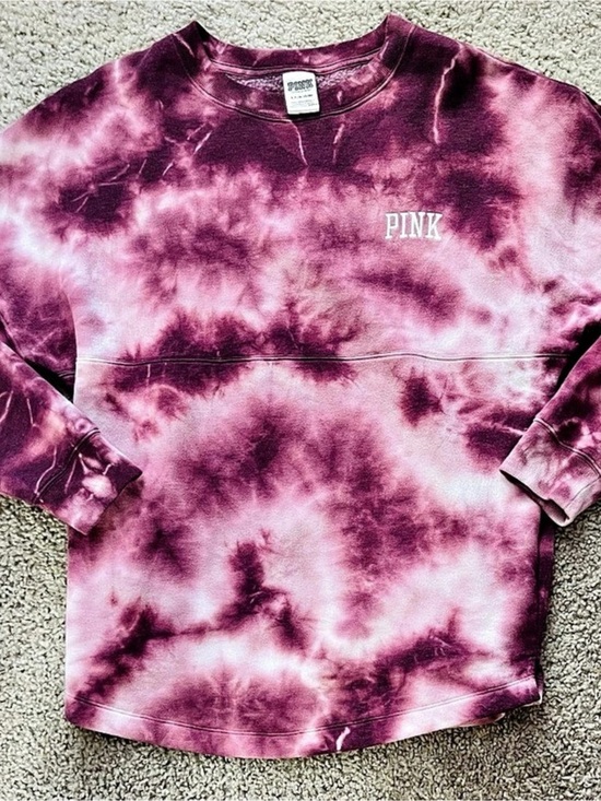 PINK Victoria's Secret Tops - Victoria's Secret PINK LOVE PINK oversized sweatshirt Tie-Dye Crewneck Size Smal